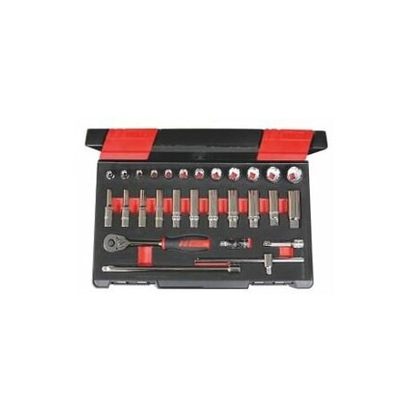 Holex 28 Pc 3/8 inch Drive Socket Set, 12 pt, 1/4 inch to 7/8 inch 630048 28
